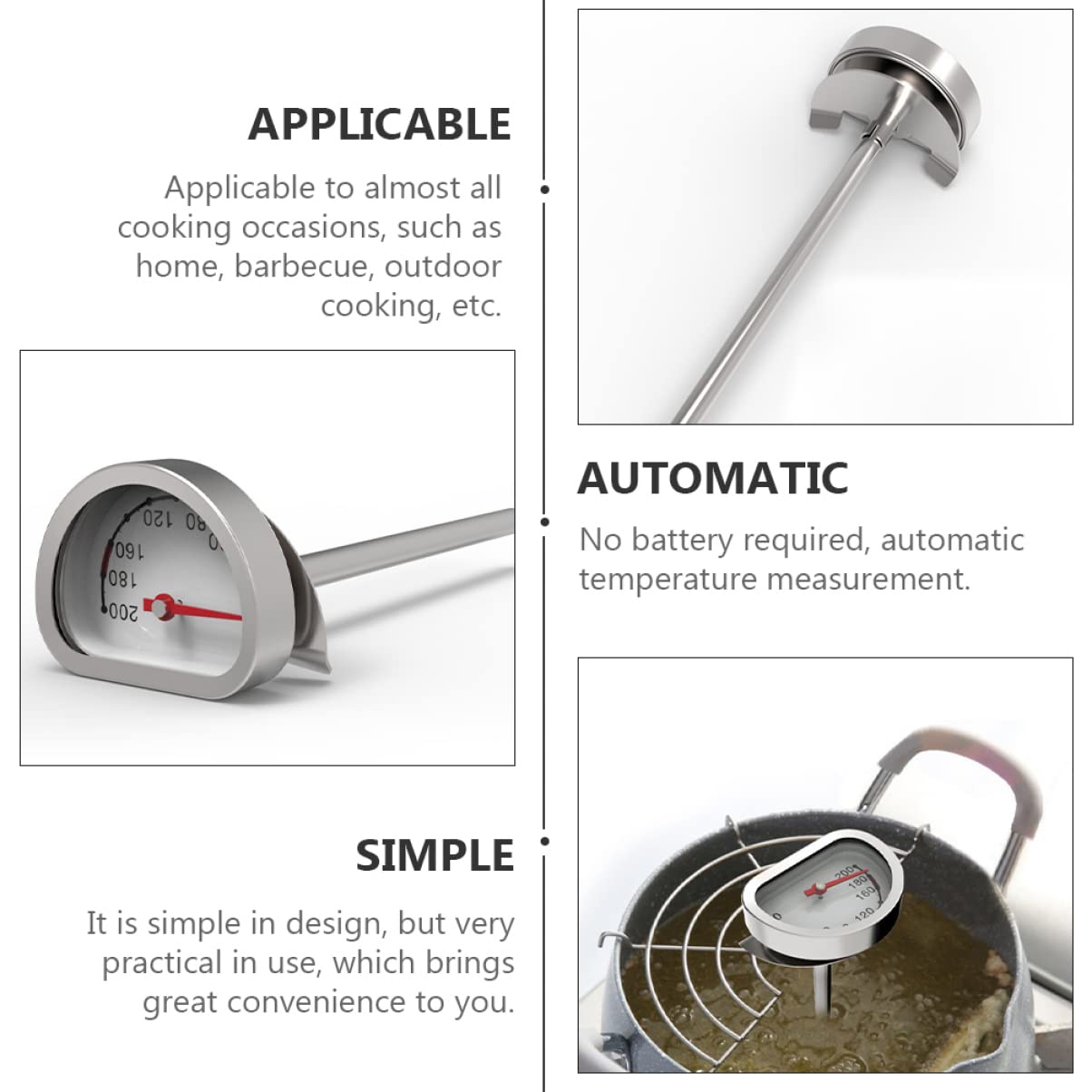 1pc Barbacoa for el mejor probador de alimentos Dial Hogar Hogar Aceite de tallo profundo Gadget Útil Medidor Herramienta instantánea Cocinar Leer Freidora Temperatura Parrilla Carne Pavo Accesorios C