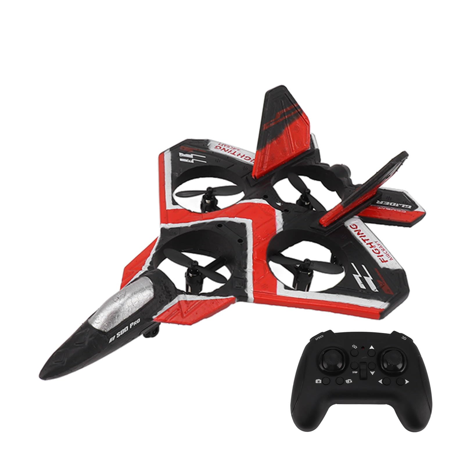 RC Jet Plane, RC Airplane Drone One Button Flip Headless Mode Pressure Hovering Cool Light for Game (2 Battery)