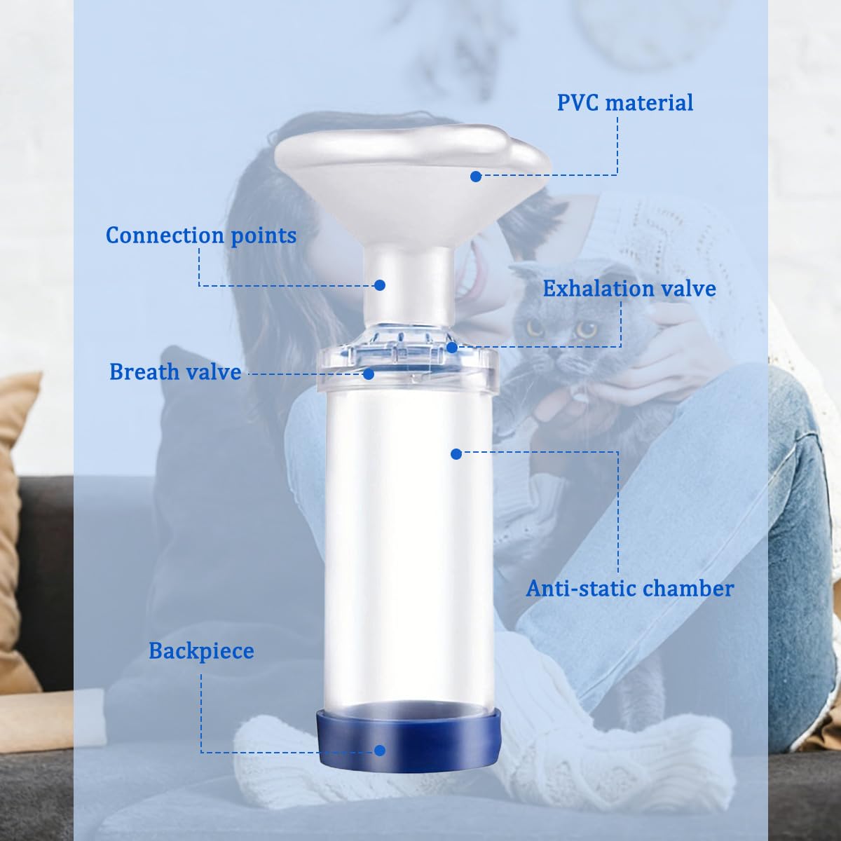 Aerosolkammer Inhalator für Haustiere Inhalationsgerät Aerosolkammer Medikamentenverabreicher Aerosol Inhalator mit Masken hilft Haustieren Inhalator Spacer Katze pet für Katzen und Hunde