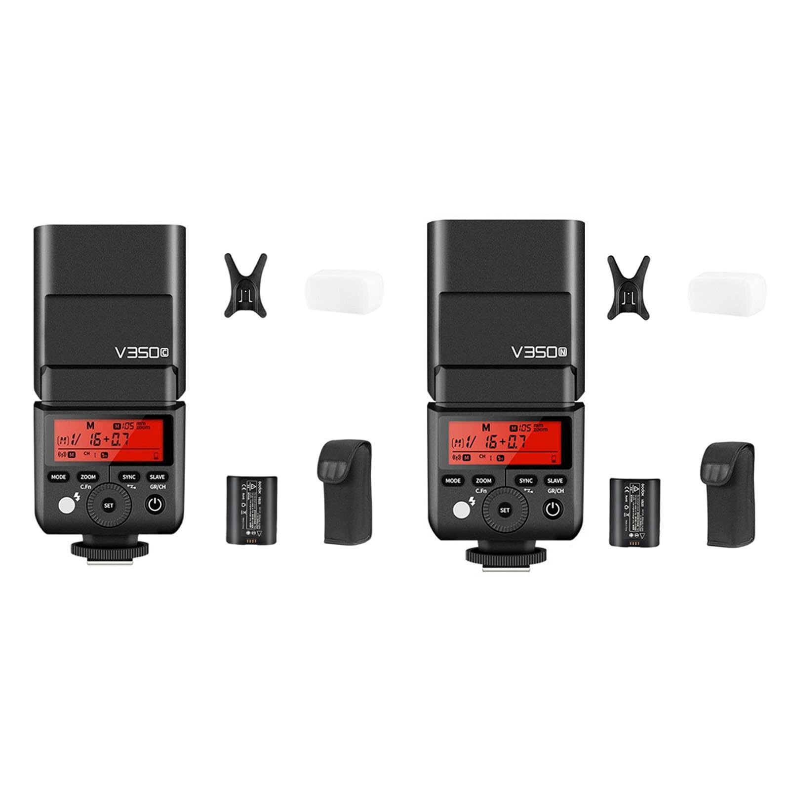 Linterna para cámara con sincronización de velocidad rápida y batería V350N/V350C para fotografía de acción rápida, linterna de zapata automática