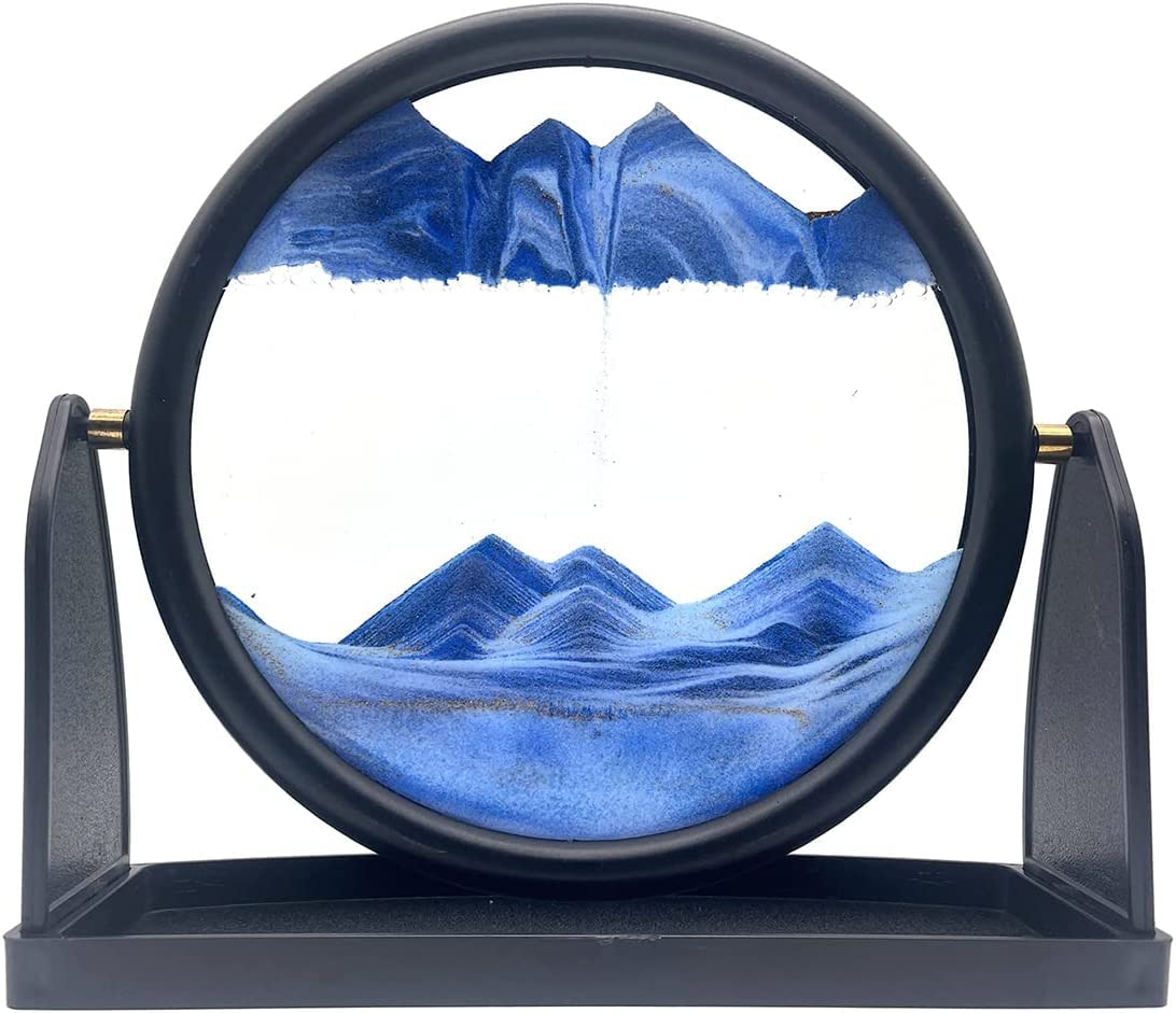 PRECHANA Moving Sand Art Picture-3D Deep Sea Sandscape in Motion Display Round Glass Flowing Sand Frame, Kids Large Desktop Sand Art Toys, Relaxing Home and Office Decorations 18.5CM (Blue) (B0BLVNFDPJ) Amazon Price History, Amazon Price Tracker