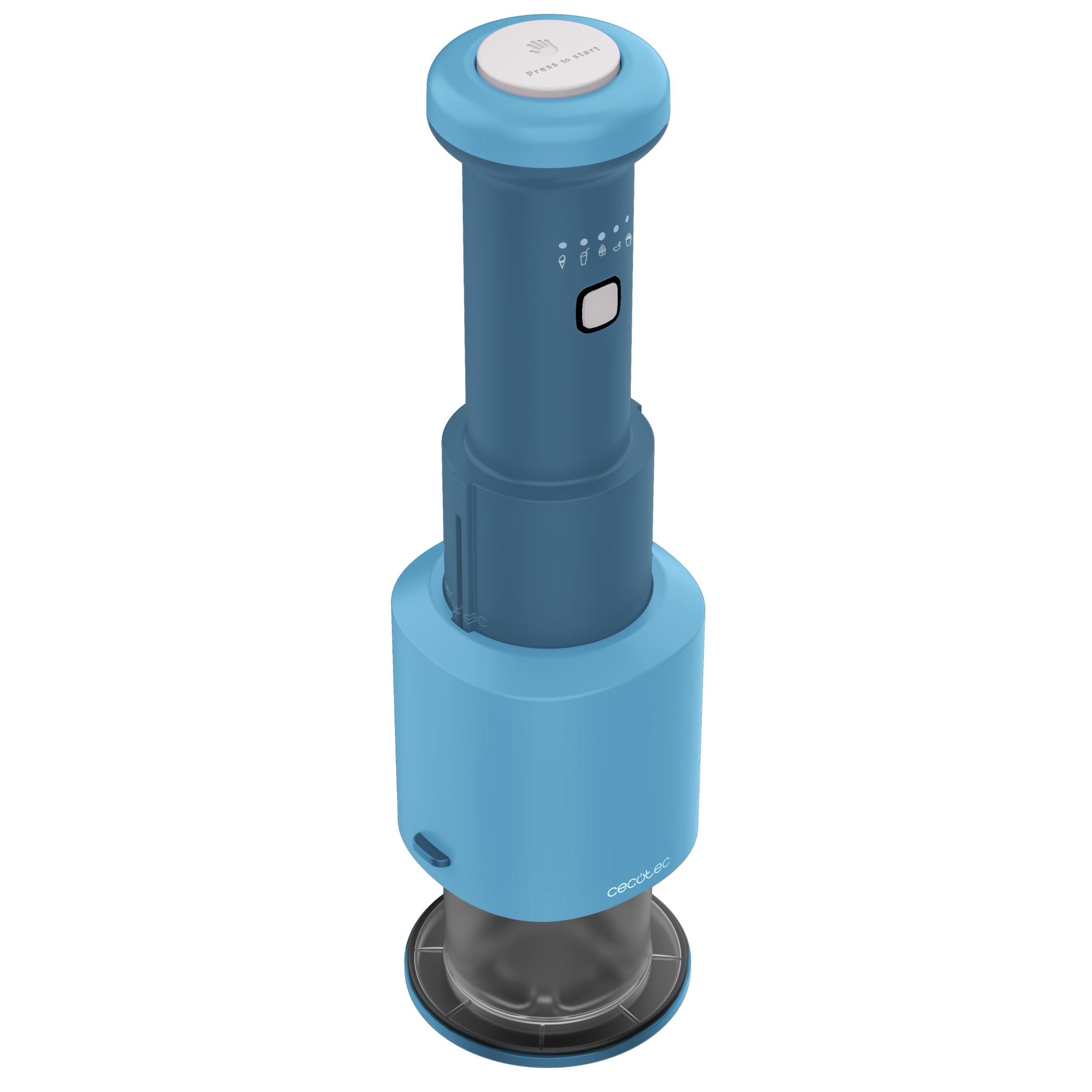 Cecotec Máquina de Helados - Heladera de Mano - Gelatec Easymove. 250W, 5 Programas, Mezcla Vertical Cremosa, Helados, Sorbetes y Bebidas en 3 Pasos, 3 Tarrinas 260ml, Cuchilla Separable