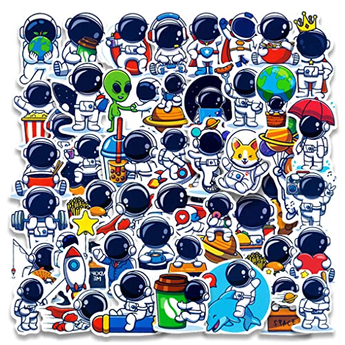 Juego de pegatinas de astronauta de 100 piezas, pegatinas de papel autoadhesivas espaciales, pegatinas de vinilo para botella de agua Cover