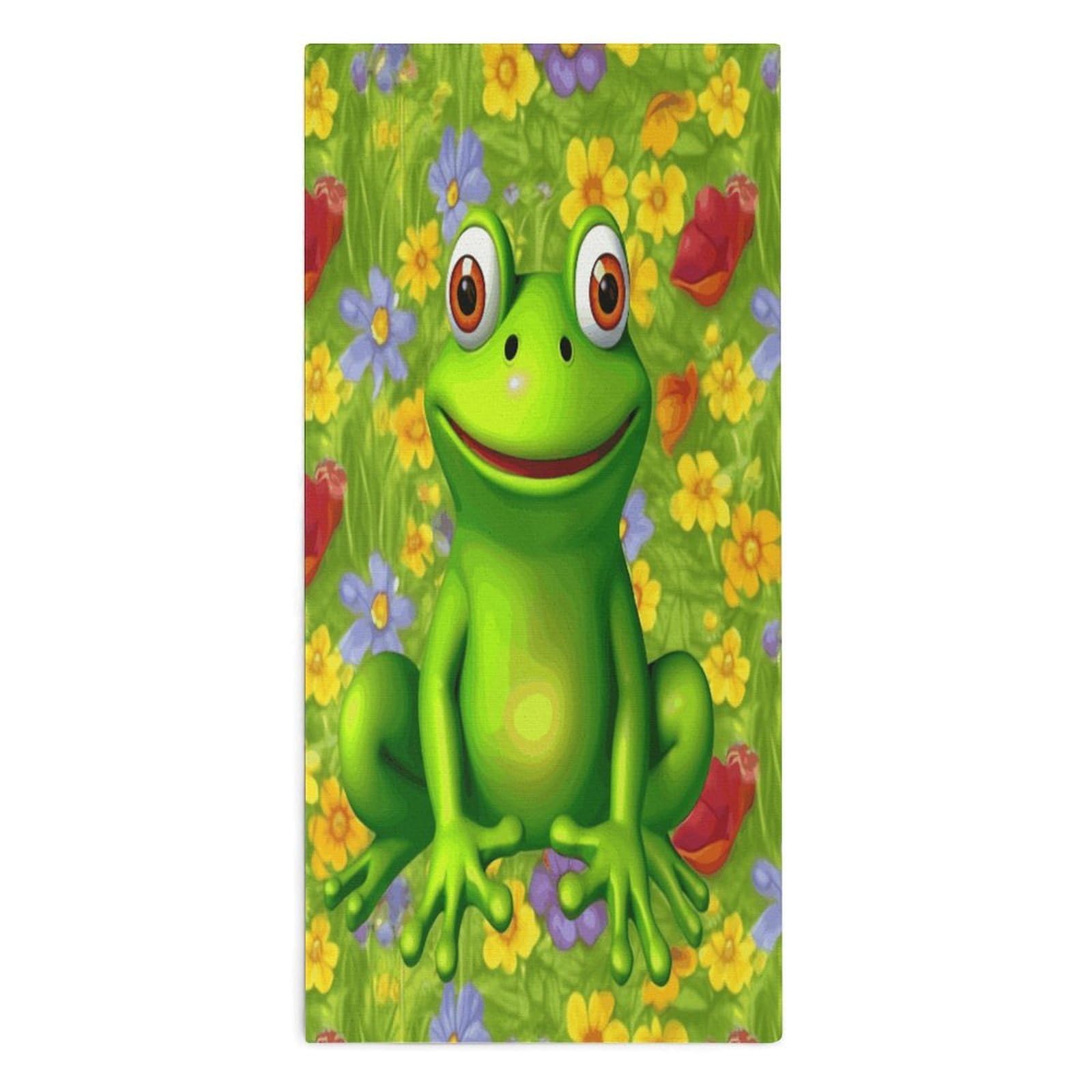 YUXBVKRS Frog Hand Towels for Bathroom 14x29 Inch