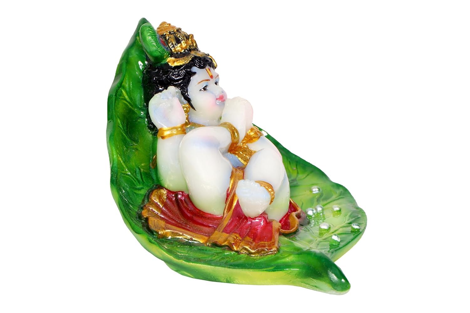 KRISHNAGALLERY1 Polyresin Leaf Baby Krishna Statue Makhan Chor Murti Krishna Murti for Gift Showpiece 2