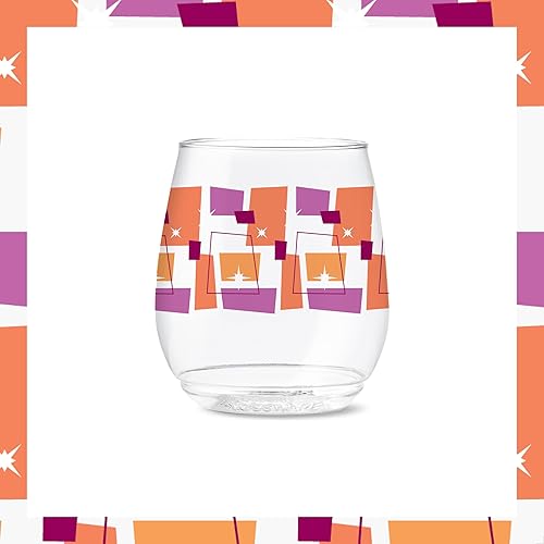 Miniatura 3 de TOSSWARE POP - Juego de 6 vasos de la serie Vino Mid-Century Retro de 14 onzas, calidad premium, reciclables, irrompibles y de plástico transparente