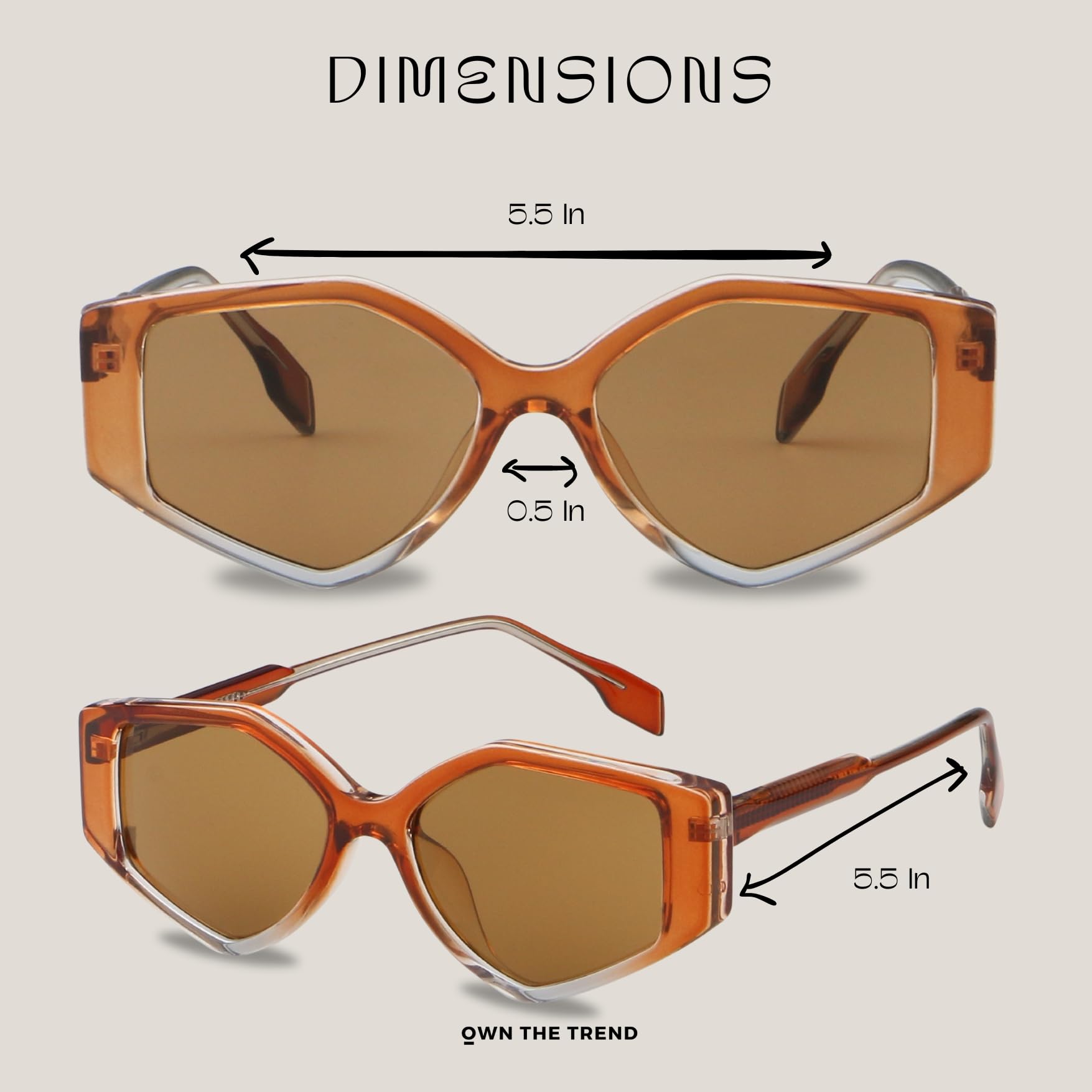 OWN THE TREND Trendy Sunglasses for Women - Sunglasses Womens with UV protection - Vintage Retro Oval Y2K Fashion Sun Glasses