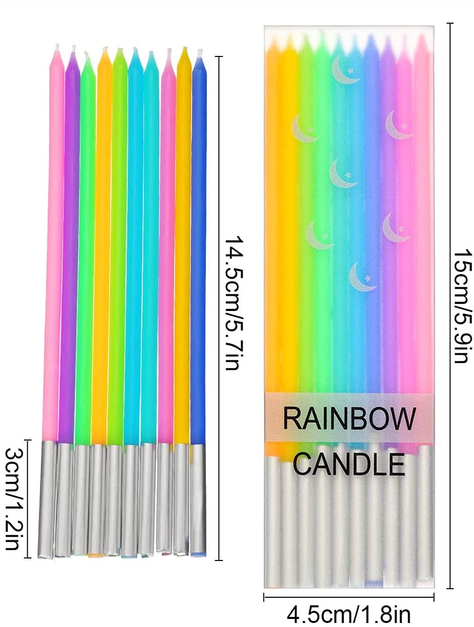 16 Pezzi Candeline Color Pastello Arcobaleno, Candele per Torta di Compleanno, Candeline Torta Candela Arcobaleno per Baby shower, Decorazione Festa Nuziale Matrimonio Compleanno
