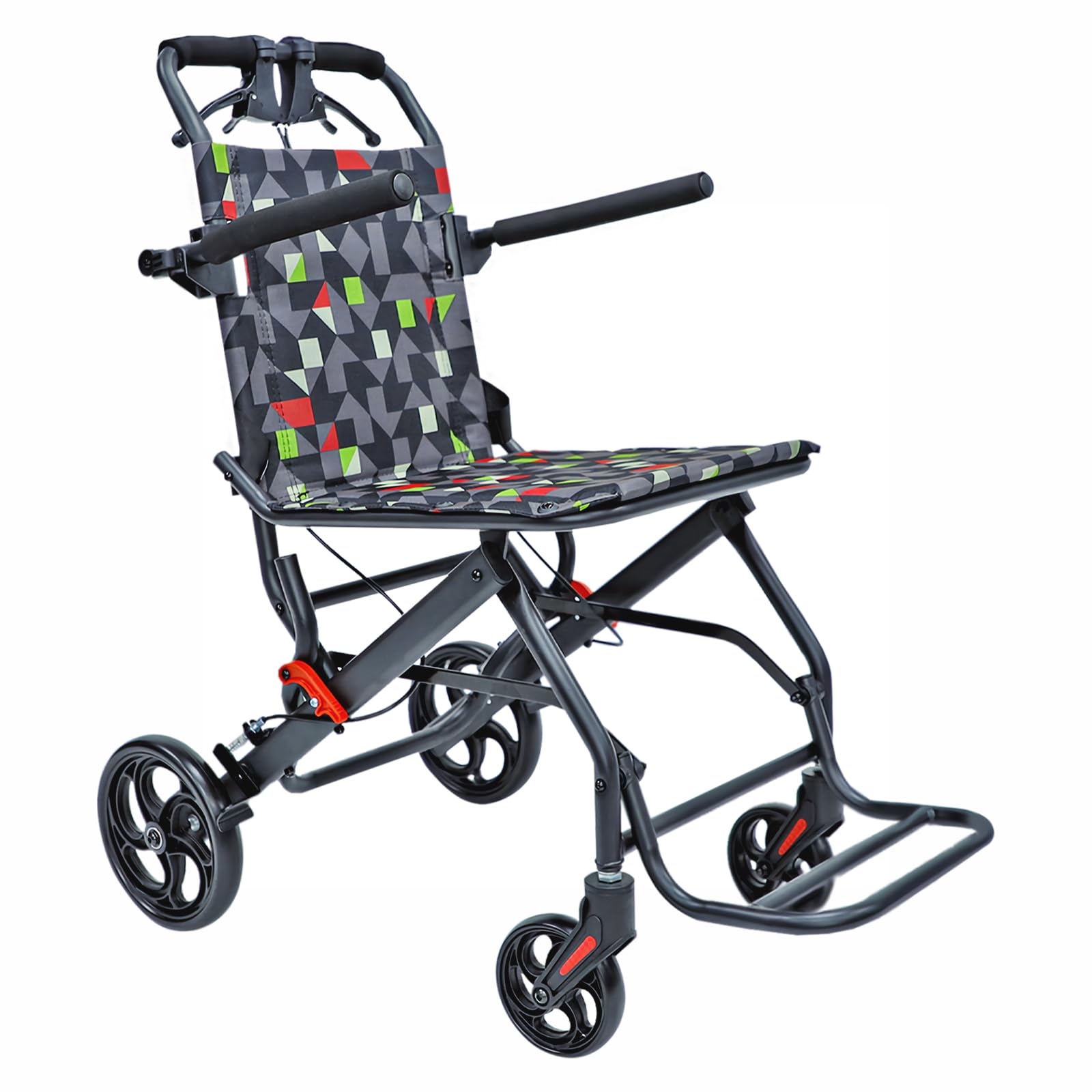 Rollstuhl faltbar,Ultraleicht(7.5kg),Aluminium,Sitzbreite:39cm,Transportrollstuhl, Zwei bremssysteme,für Behinderte und ältere Menschen,Bis zu 100 kg(IN-A068)