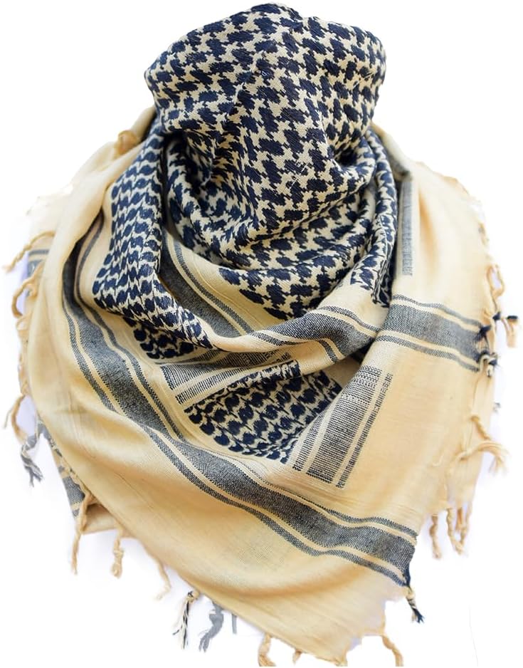 Scarf Shemagh Head Neck Scarf 100% Cotton Desert Arab Wrap Tactical Keffiyeh Shawl Scarve with Tassel 43x43 inches