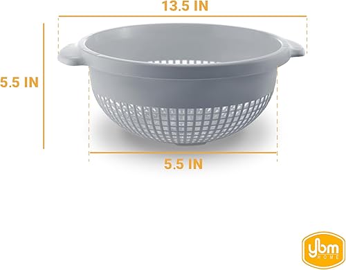Miniatura 2 de YBM Home Colador de plástico profundo con asa, hecho de plástico seguro para alimentos, sin BPA, duradero y apto para lavavajillas, uso para pasta,