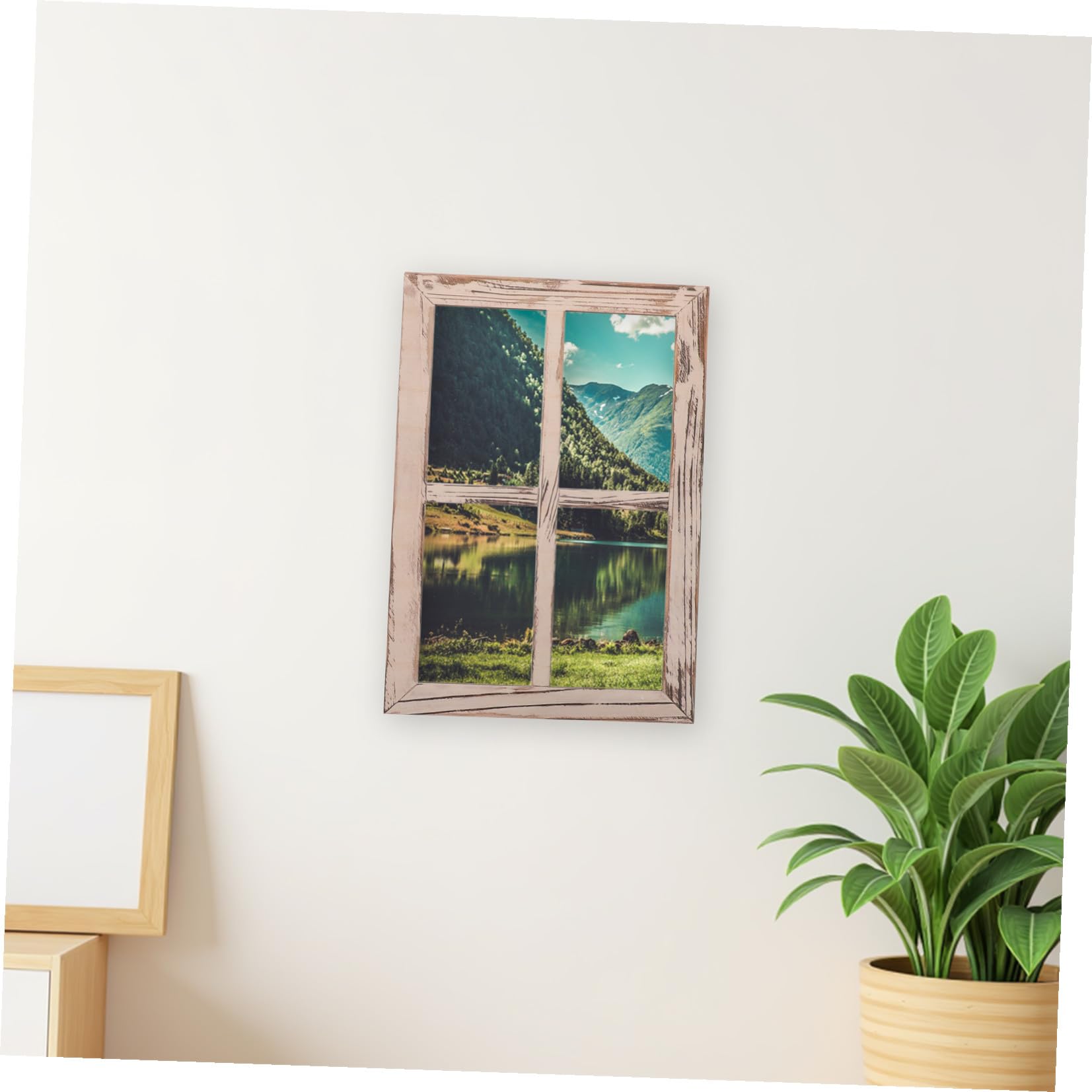 Rustikale Holzfensterrahmen mit Montage Design im Landhausstil 2 Stück Wanddekoration für und Bauernhaus Dekoration