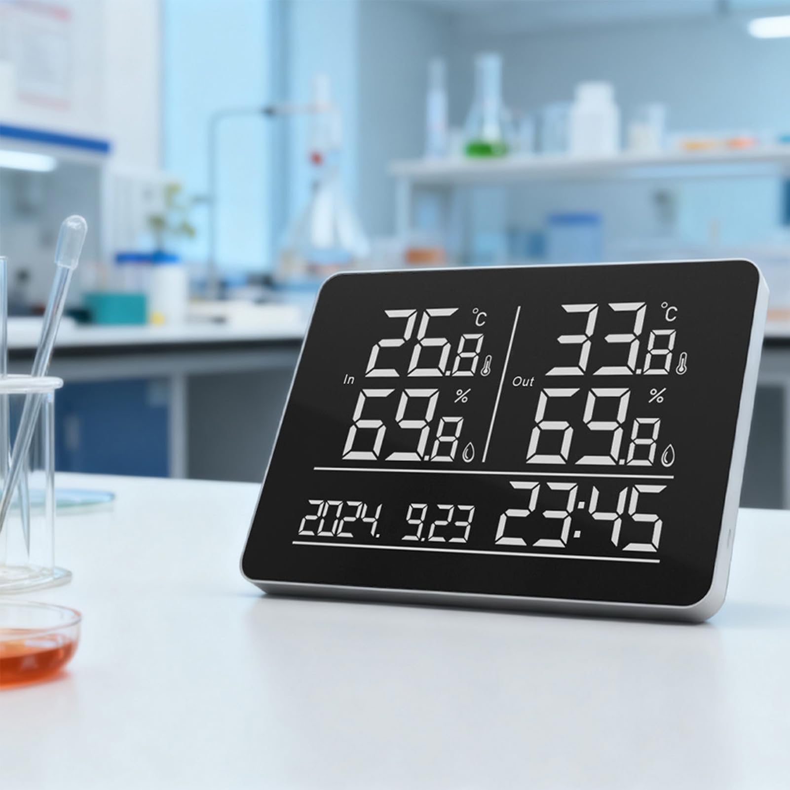 Fafeicy Termometro Wireless per Interni Ed Esterni, Igrometro Digitale con Monitoraggio dell'umidità della Temperatura e Avvisi Portata 500 Piedi Alimentato Tramite USB