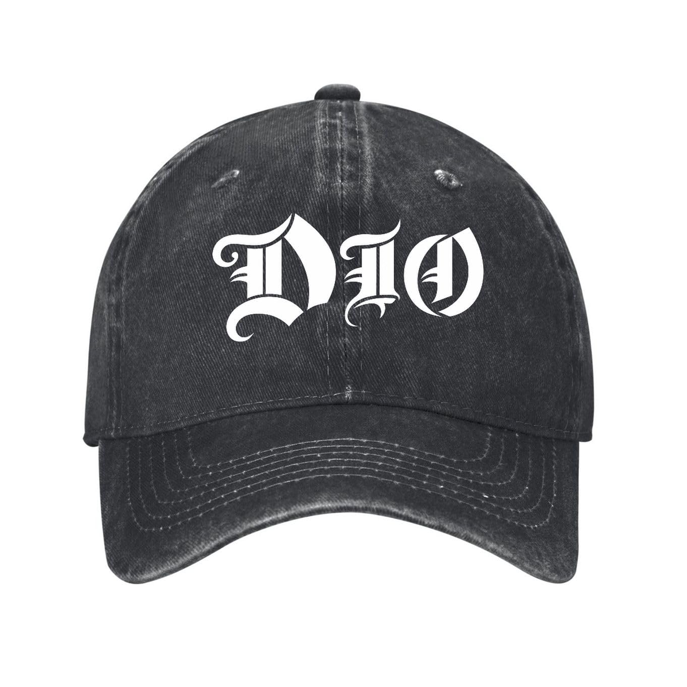 Kciutud Dio Heavy Metal Black Washed Denim Baseball Cap Adjustable Vintage Distressed Dad Hat Men Women Retro Soft Cotton Unstructured Size is: One Size