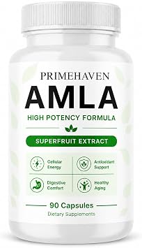 Organic Amla Capsules 1000mg, Indian Gooseberry Amla Fruit Supplement, Organic Amla Superfruit Extract for Antioxidant Activity, Daily Energy & Digestive Support, Vegan Non-GMO, 90 Capsules