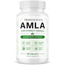 Organic Amla Capsules 1000mg, Indian Gooseberry Amla Fruit Supplement, Organic Amla Superfruit Extract for Antioxidant Activity, Daily Energy & Digestive Support, Vegan Non-GMO, 90 Capsules