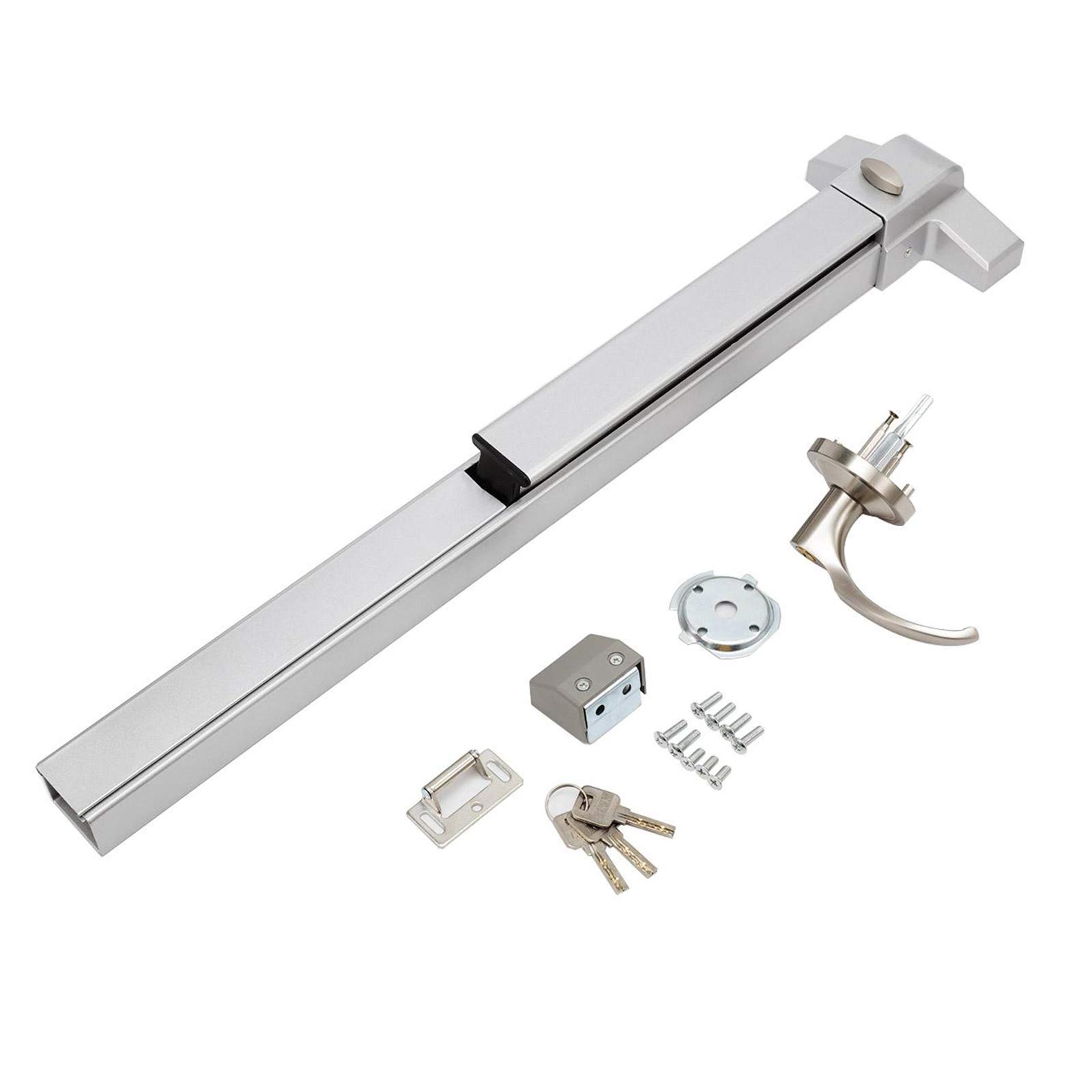 Buy IRONWALLS Door Push Bar Panic Exit Device with Exterior Lever, 70cm
