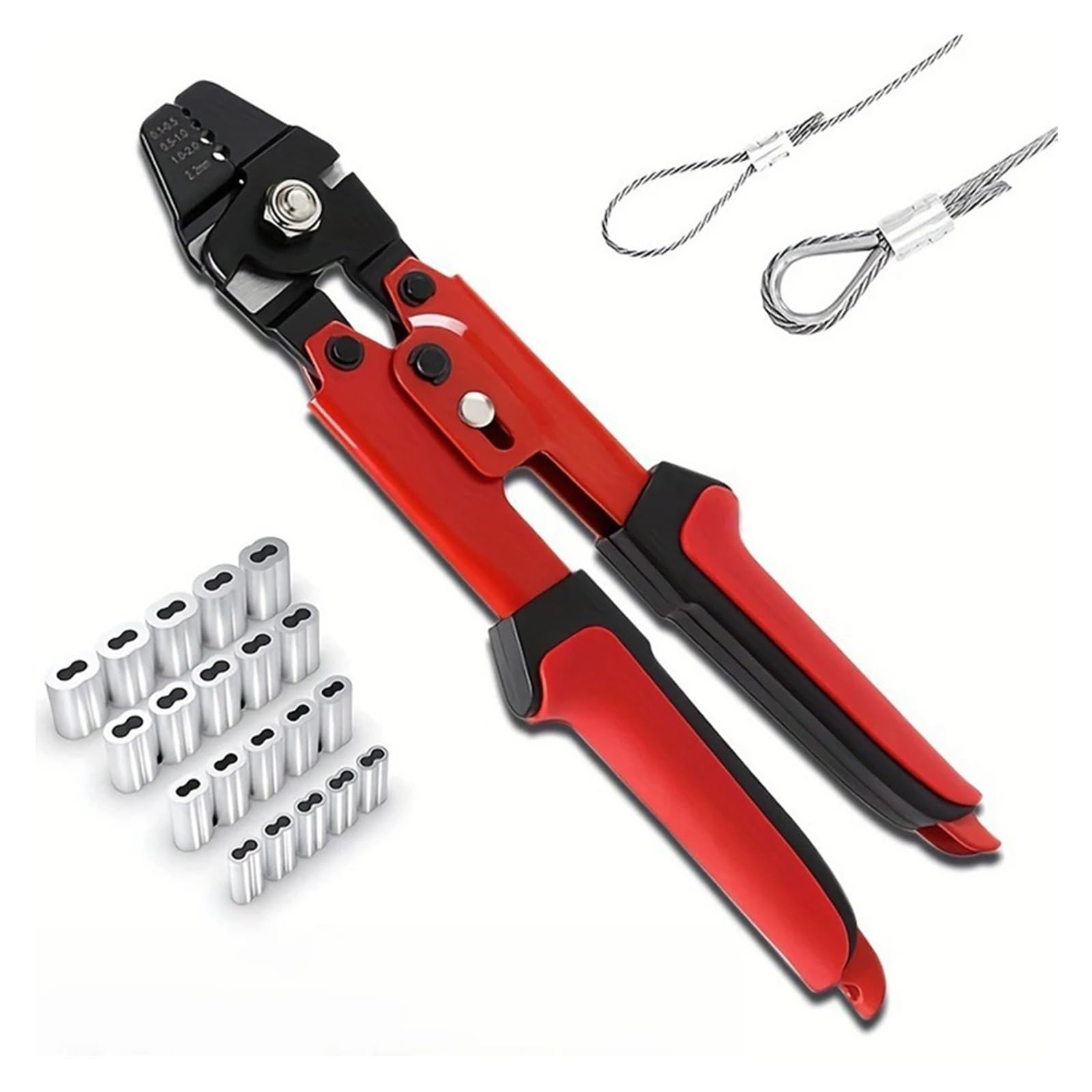 Alicates De Crimpado Alicates de prensado de hasta 2,2mm, herramienta de engarzado for pesca, virola de doble cilindro de aluminio, Kit de envoltura de bucle de prensado(Silver 300pcs)