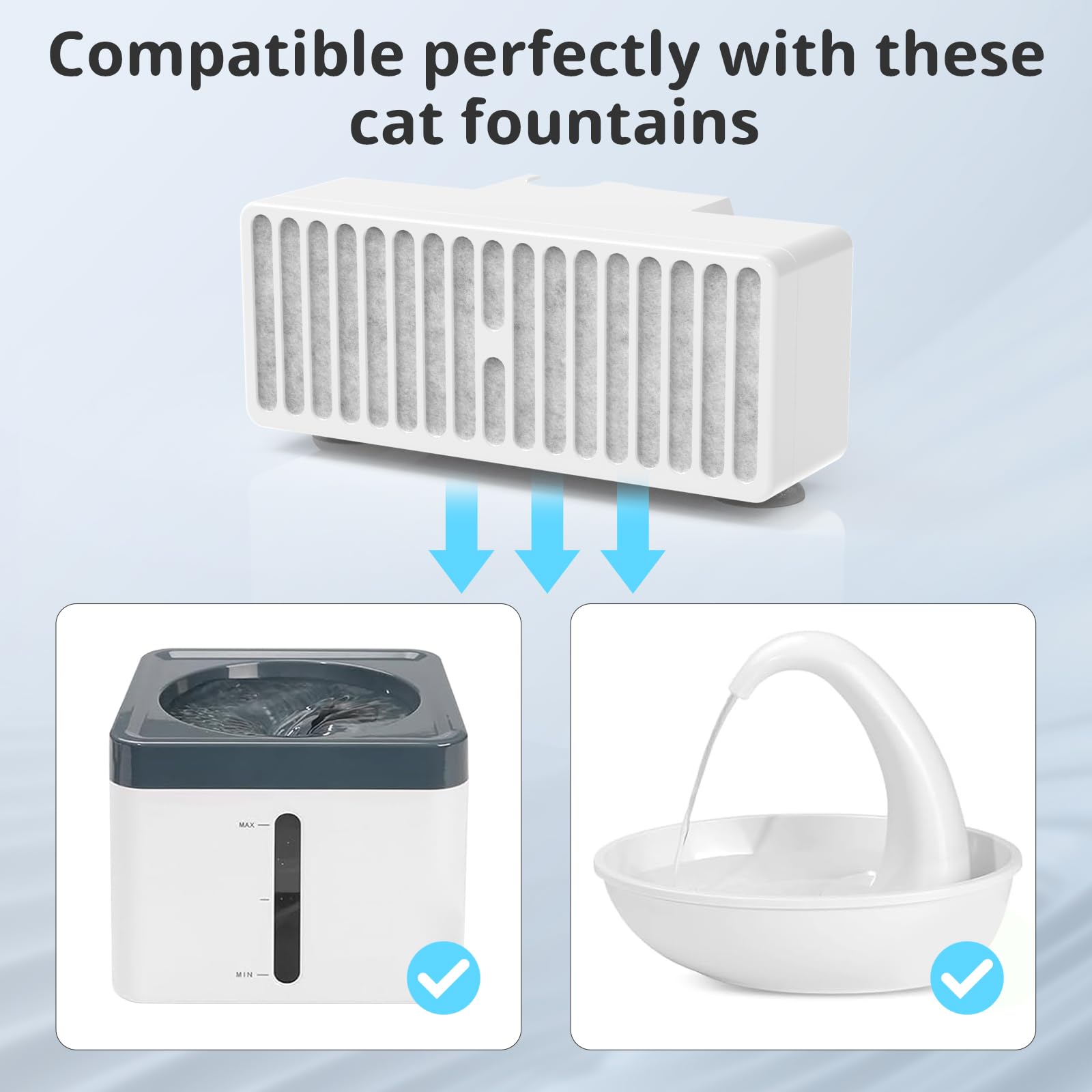 6 Pack Cat Water Fountain Filters, Replacement Filters for 80oz swan Automatic Pet Fountain Dog Water Dispenser (6 Pack)