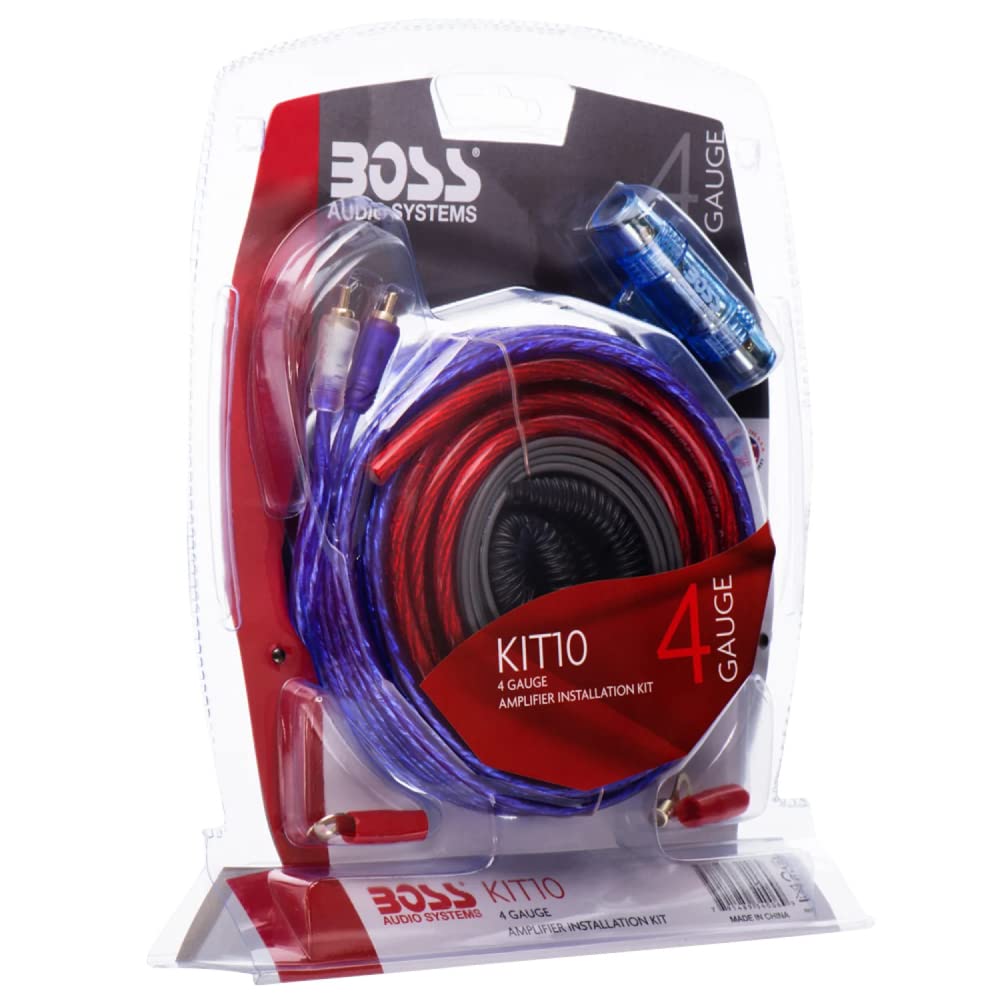 GK SOUND 1 kit cables AUDIO SYSTEMS KIT10 rca 4 awg de alimentación para amplificador estéreo y conexión de parlantes con fusible agu y portafusible, 1 kit