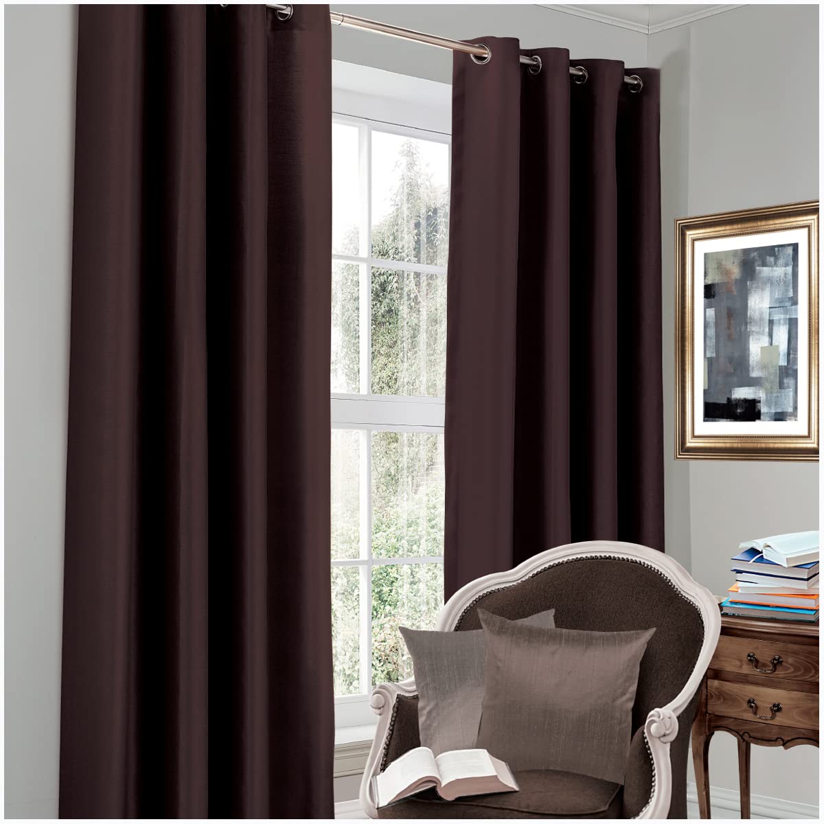 GC GAVENO CAVAILIA Blackout Curtains 2 Panels Set,Thermal Insulated Window Treatment, Darkening Curtain for Living Room, Choco, 66X72 Inch