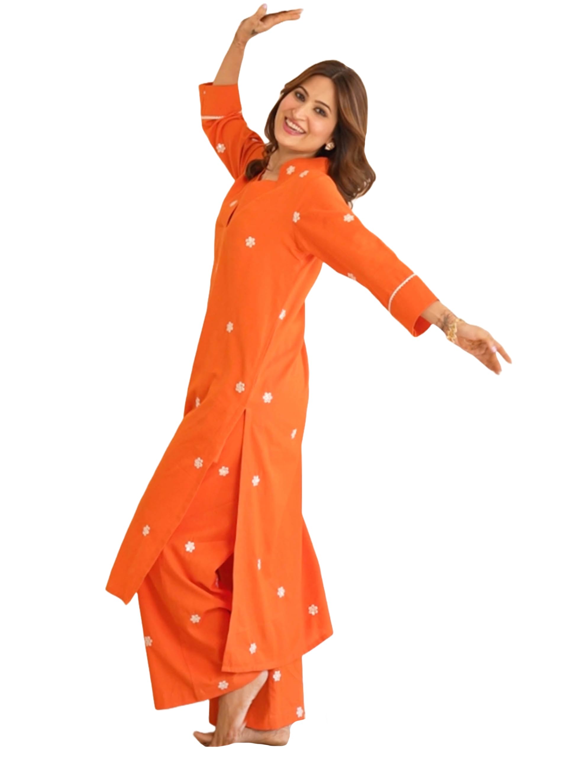 Women's Rayon Viscose Straight Embroidered Kurta with Palazzo-image-43