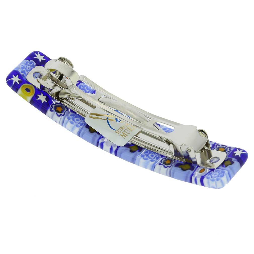 Murano Millefiori Haarspange - Blaue Blumen