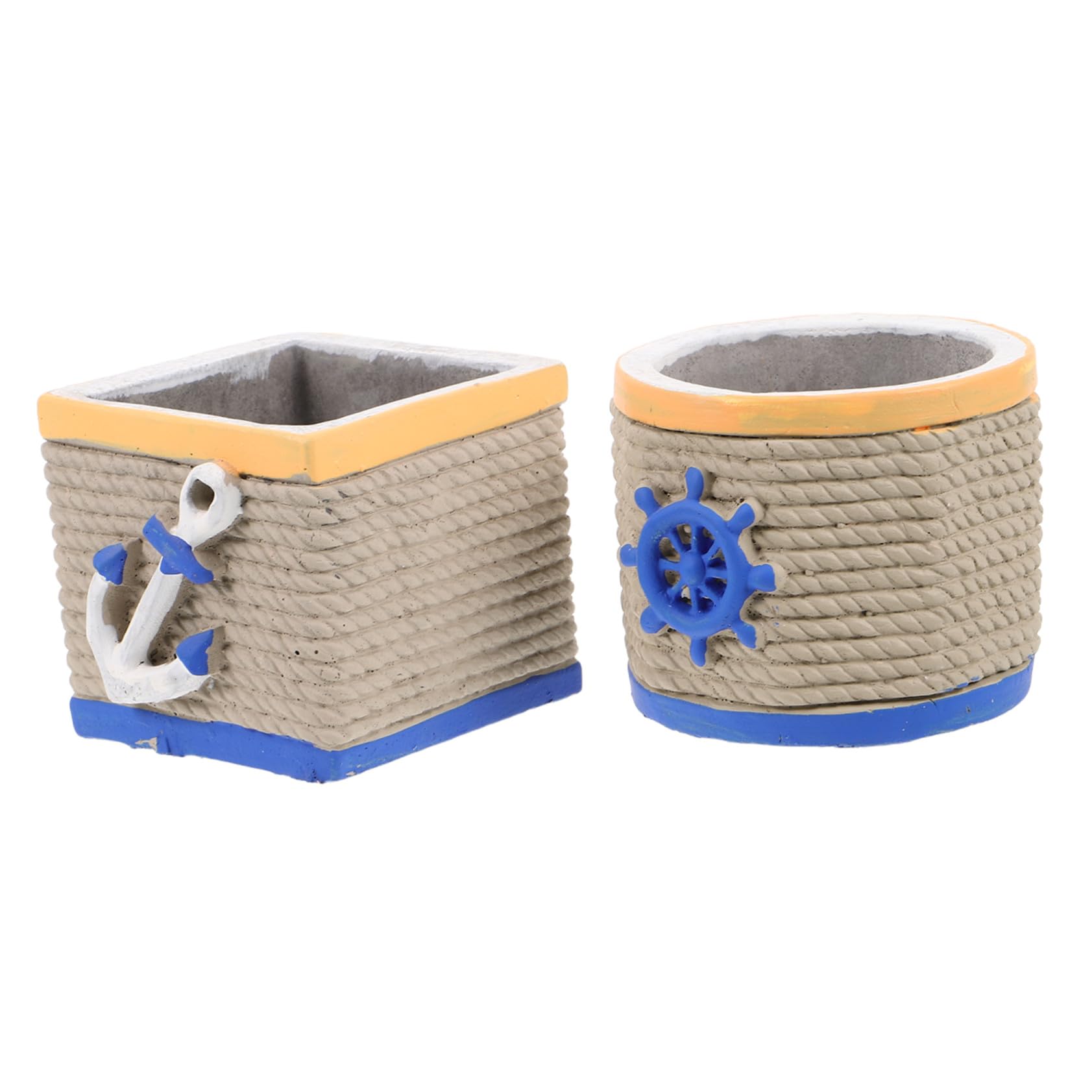 Pots de plantes d'intérieur en béton décoratif motif océan gris beige