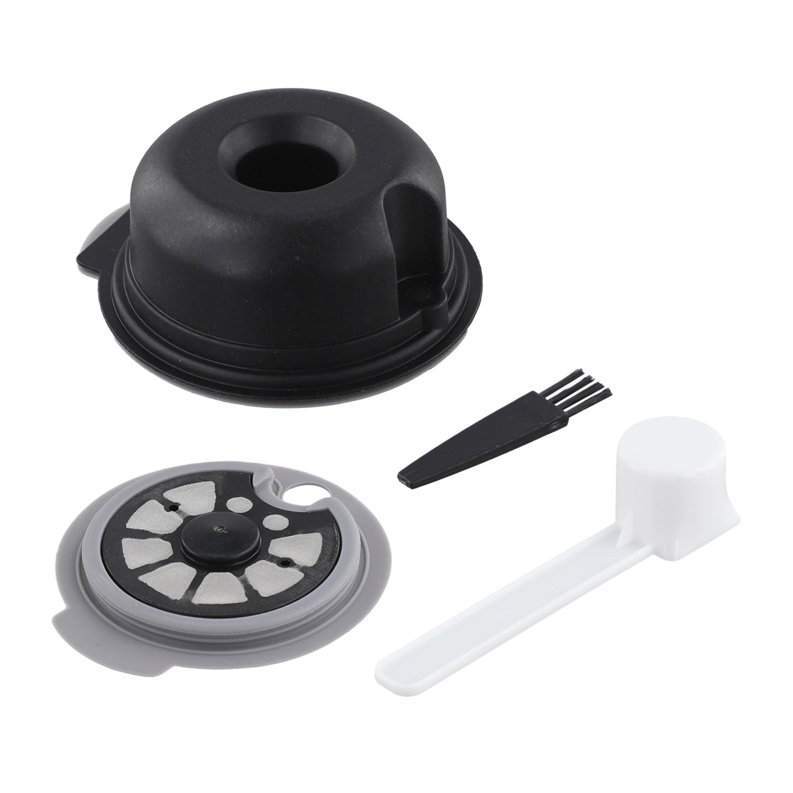 Whychstore Cápsula de café reutilizable para Bosch Tassimo, capacidad de 12 g con tapas de 60 ml y 180 ml, taza recargable gris con cuchara y cepillo