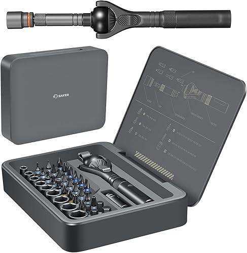 Saker Juego de destornilladores magnéticos mejorados kit de herramientas de destornillador de trinquete 40 en 1 con mango de junta de bola de 180 -