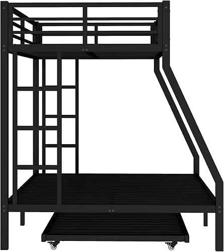 Miniatura 59 de Harper & Bright Designs Litera de metal completo sobre tamaño matrimonial para adultos, marco de cama de metal resistente con escalera y correas de