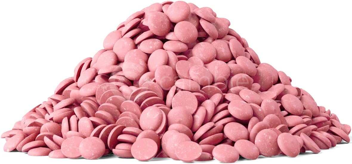 Cambie Belgian Ruby Chocolate Couverture 33% | 1 lb of Belgian RB1 Ruby Callets | Crafted from the Ruby Cacao Bean | For Pastry Chefs, Chocolatiers and Home Bakers | Packaged Fresh in a Resealable Pouch (1 lb)