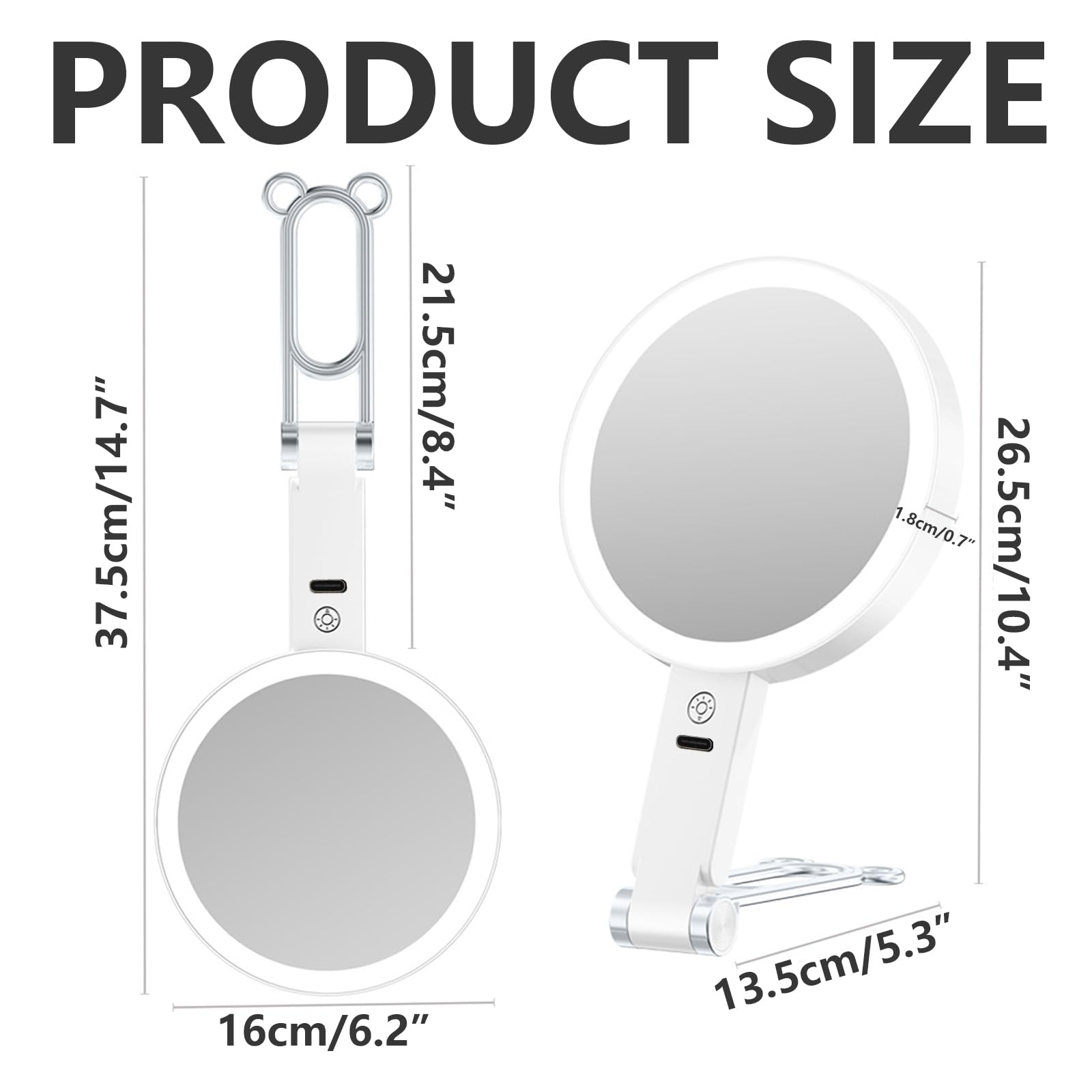 Image secondaire de Miroir de Maquillage Lumineux Double Face 30X/1X avec Éclairage LED Rechargeable