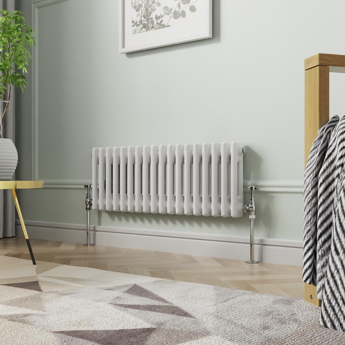 Nrg White 300 X 830 Mm Gloss Horizontal Cast Iron Radiator Double Panel