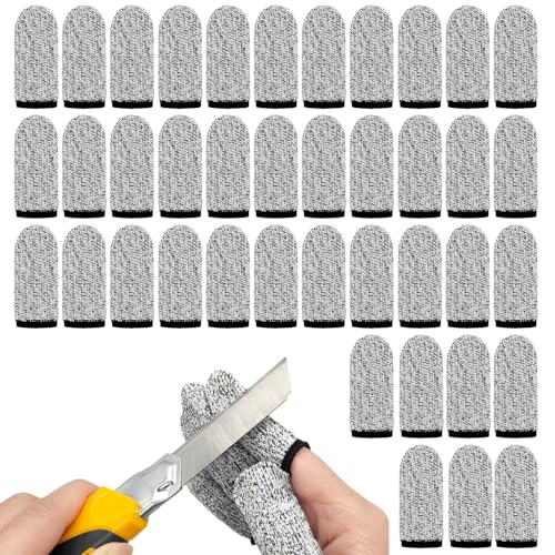40 Stück Schnittfeste Fingerschutz,Fingerschützer, Atmungsaktiv Rutschfeste Wiederverwendbar Daumenschutz Für Arbeit Küche Garten Skulptur(Grau)