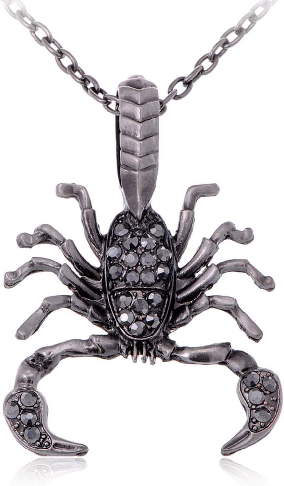Alilang Antique Silvery Tone Grey Rhinestones Scorpio Scorpion Pendant Necklace