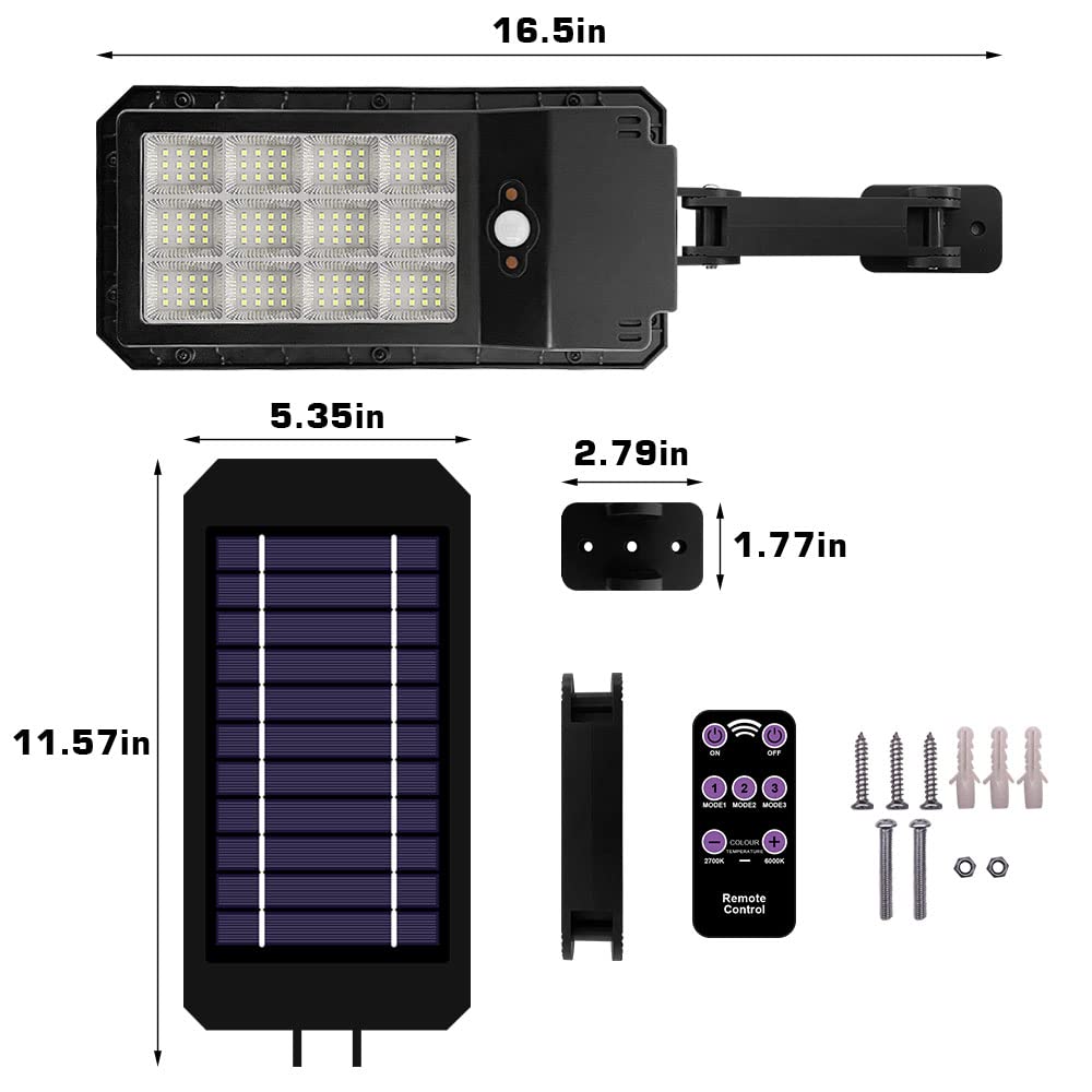 Farola Solar Con Sensor De Movimiento | IP65 Impermeable, Mando A Distancia, Ideal Para Jardín, Garaje O Entrada