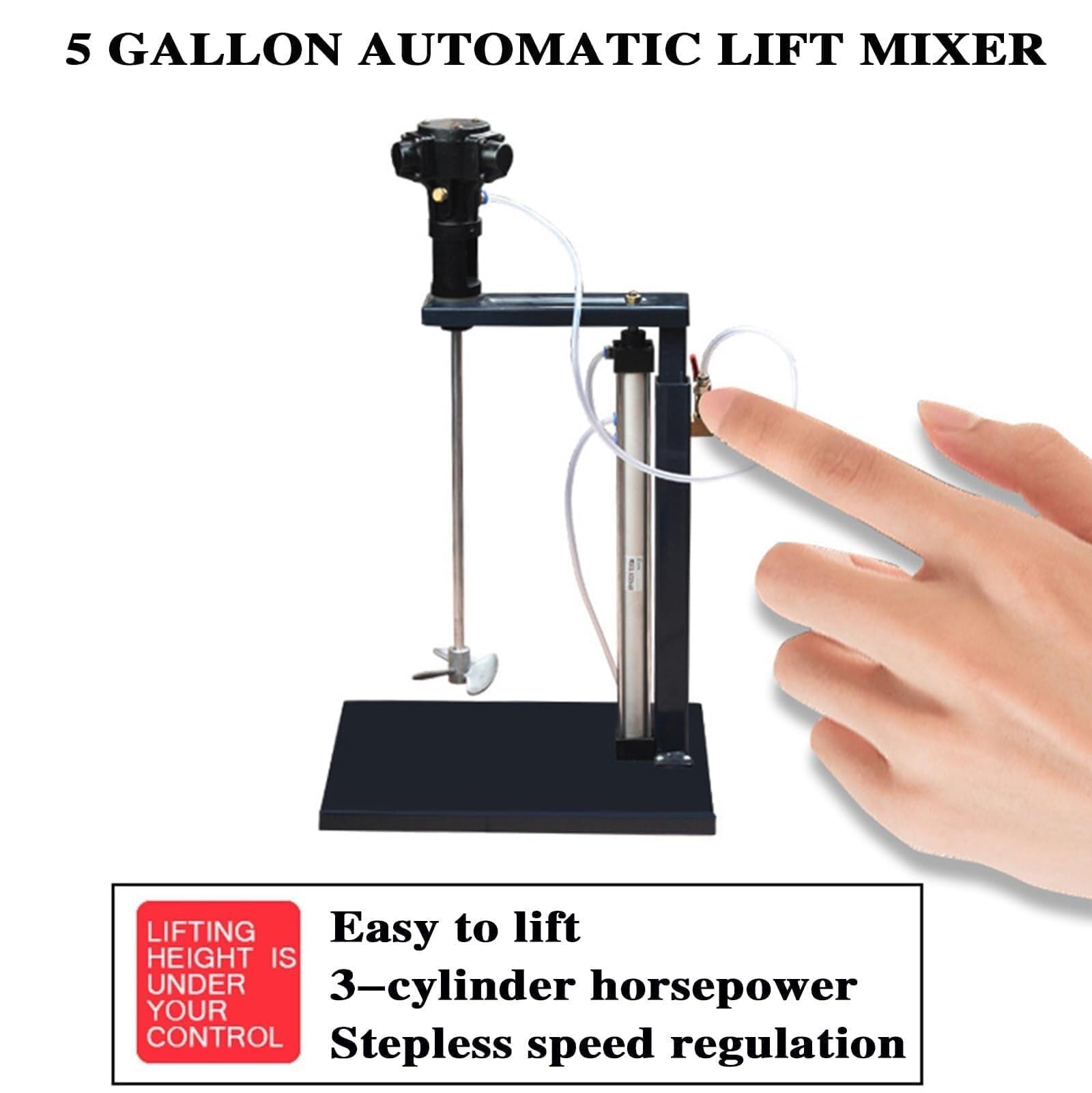 Mezclador de soporte neumático de 5 galones/20 galones, máquina mezcladora de pintura, elevación automática, velocidad 1500-3000r/min, for disolvente de tinta líquida viscosa de revestimiento de pintu