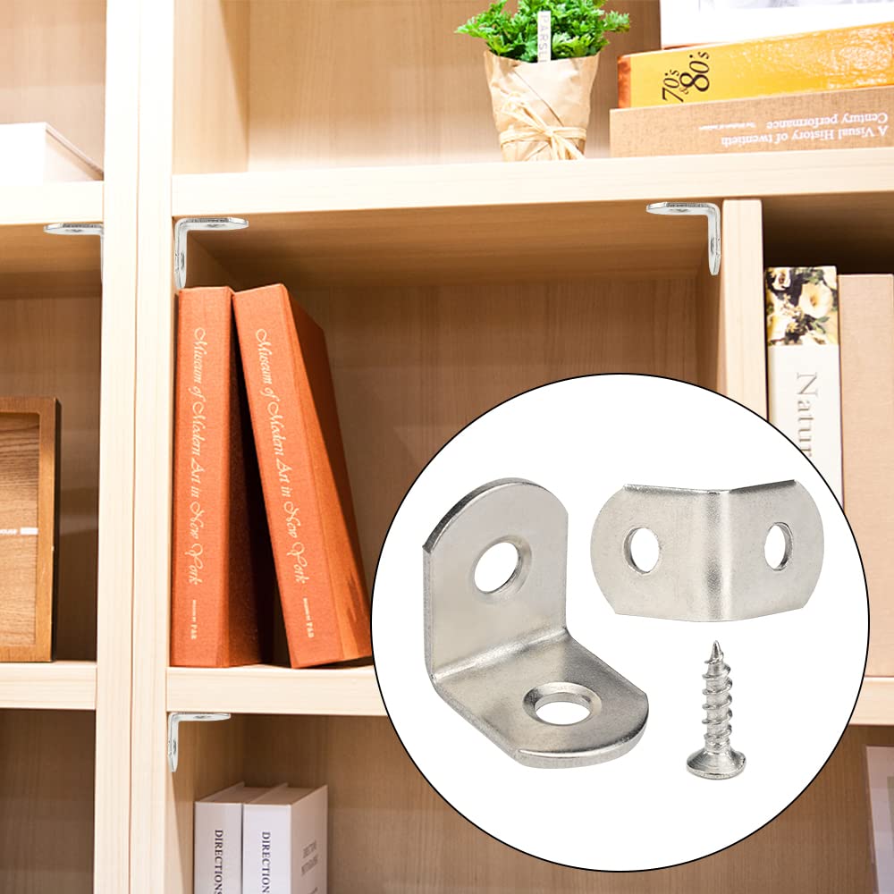 20 pezzi Staffe Angolari Inox, 90 Gradi Squadrette Angolari,Supporti Angolo | Staffe a l per Legno, 20x20 mm, con 40 pezzi Viti, Squadretta a L, per Tavoli, Sedie, Mobili in Legno, Argento