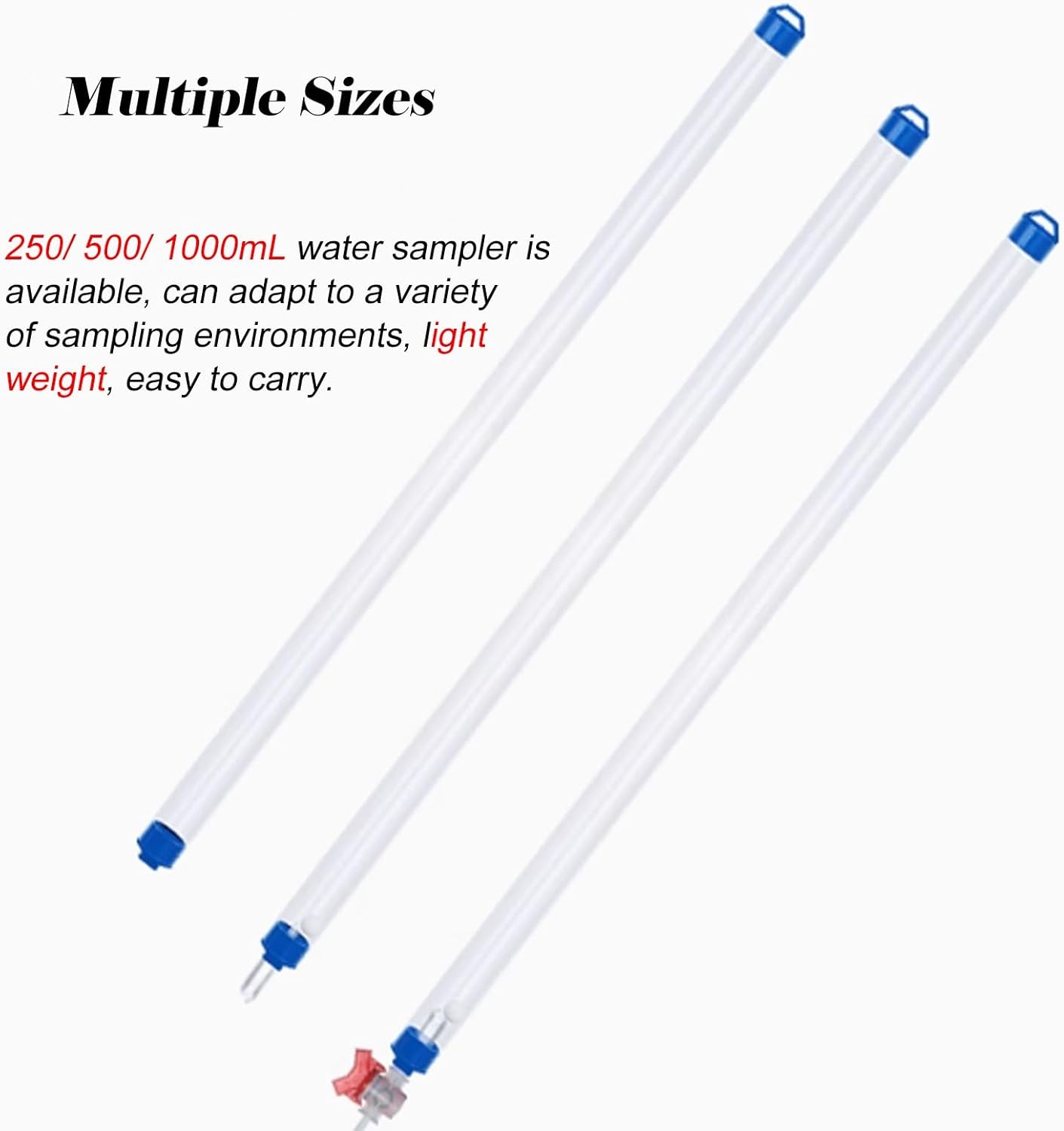 PVC Water Sample Collector, Liquid Sampler with Gravity Water Stopper Ball & Adjustable Valve & 10 M Rope, Water Sampler Kit for Pool/Wellhead/Reservoir(1 Pipe,1L-37.2 in Long)