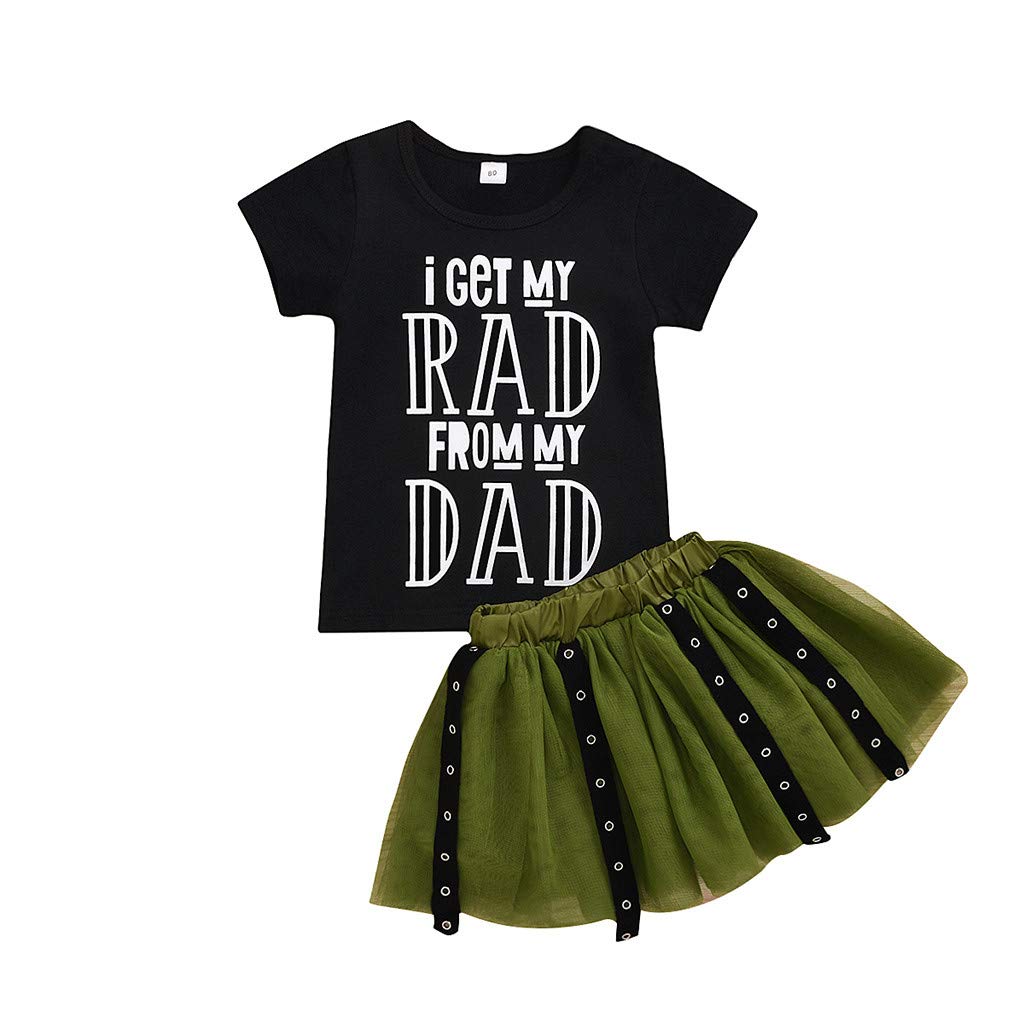 Moonker-Baby OutfitsToddler Baby Girls Clothes Punk Style T-Shirt Tops Tulle Skirt Summer Set Outfits for 3-12 Months