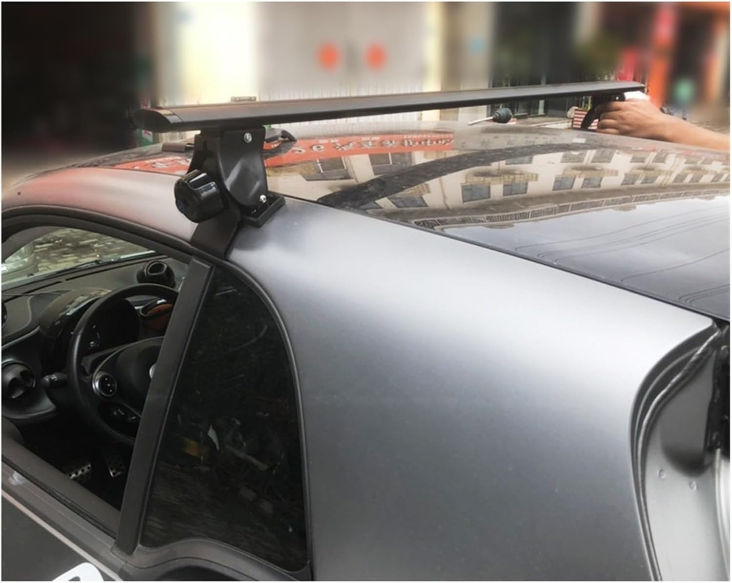 2 Pcs Compatible for Mercedes-Benz Smart Two 2-Door 2009-2020 451 453 Roof Bar Car Special Aluminum Alloy Belt Lock Shooting Corss Rack(Silver)