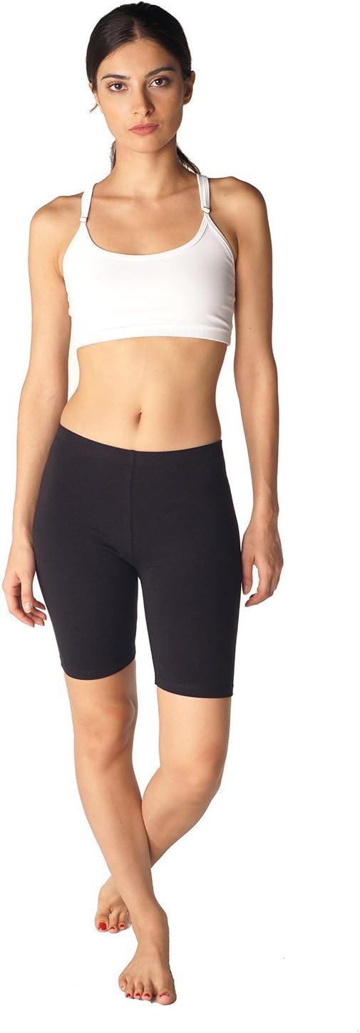 In Touch Womens Yoga Shorts - Thigh Chaffing Protection Slip Shorts in Cotton Spandex