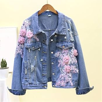 花柄刺繍デニムジャケット フラワー刺繍デニムジャケット レディース ショート丈