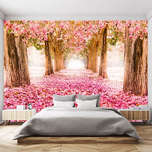 murimage Papel Pintado Avenida Rosa 366 x 254 cm incluye pegamento Florales Plantas Blanco Estuco Dormitorio Fotomurales Salon Pared Arboles Cover