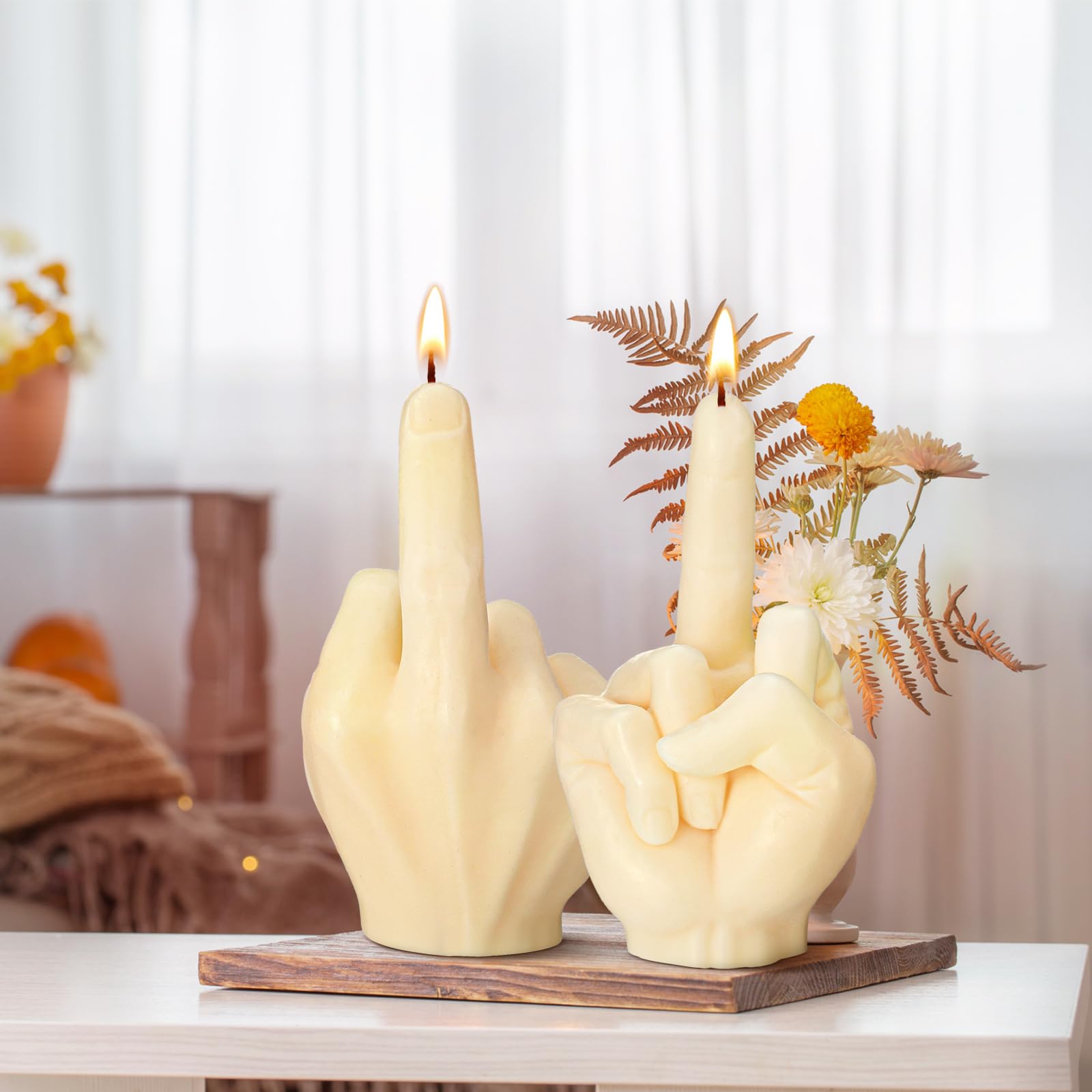 Amazon.co.jp: 中指の大きなキャンドル2個 大豆ワックス 手形