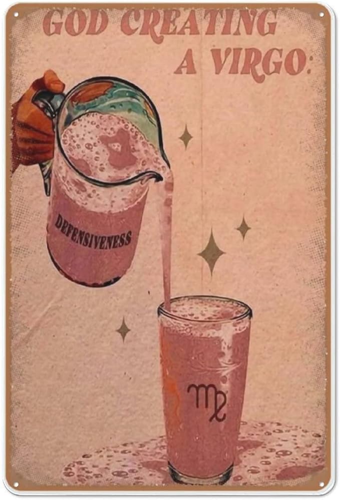 God Creating A Virgo Zodiac Astrology Vintage Poster,Virgo Zodiac Features Poster,Virgo Zodiac Wall Print,Virgo Sign,Vintage Man Cave Garage Sign,Gift to Parents,Metal Tin Sign 5.5 X 8 Inch