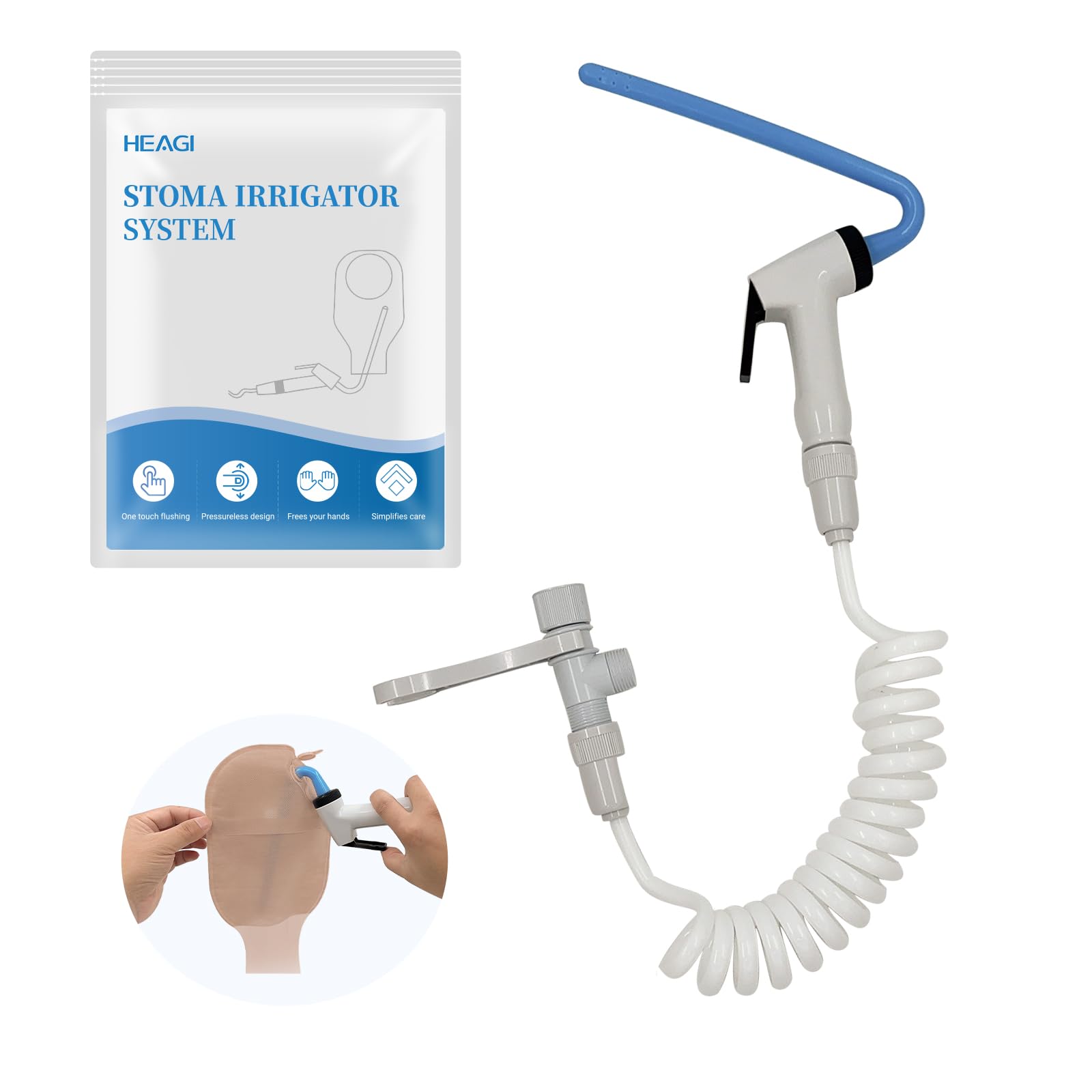 Heagimed Colostomy Bags Cleaning Tool, Ostomy Bag Flusher for All Ostomy Bags, Colostomy Supplies, Can Be Mounted on Toilet Inlet or Tap?20 mm Diameter?
