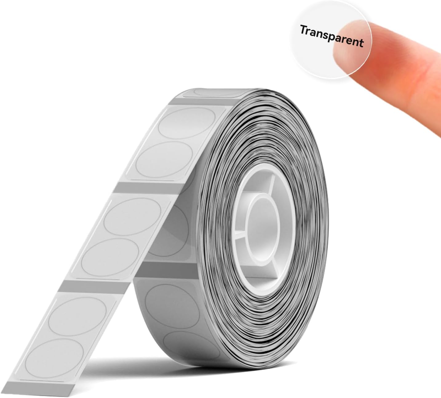 NIIMBOT Label Tape for D110/D11/D101, Black on Transparent Sticker Thermal Paper, Round Self-Adhesive Label Tape, 14 x 28 mm (0.55 x 1.10 Inch) 220 Tapes/Roll