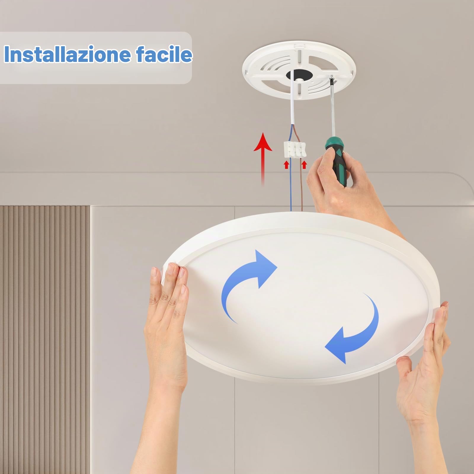 EASY EAGLE Plafoniera LED Soffitto Dimmerabile, 40CM 48W 4800LM Bianco | 3000K-6500K Rotondo Lampada con Telecomando, Lampadario LED Moderna per Soggiorno, Camera da letto, Cucina, Bagno, Ufficio